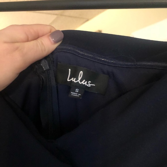 LULUs off the shoulder navy dress - Picture 6 of 8